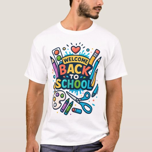Welkom Terug naar School Fun Art Design T-shirt (Voorkant)