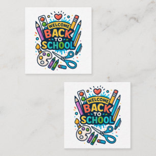 Welkom Terug naar School Fun Art Design Vierkante Visitekaartje