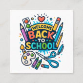 Welkom Terug naar School Fun Art Design Vierkante Visitekaartje (Achterkant)