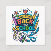 Welkom Terug naar School Fun Art Design Vierkante Visitekaartje (Voorkant)