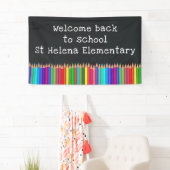 Welkom terug naar school gekleurd Pencils Chalkboa Spandoek (Insitu)