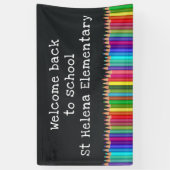 Welkom terug naar school gekleurd Pencils Chalkboa Spandoek (Verticaal)