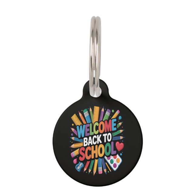 Welkom terug naar school huisdierpenning (Voorkant)