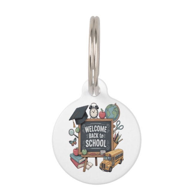 Welkom terug naar school huisdierpenning (Voorkant)