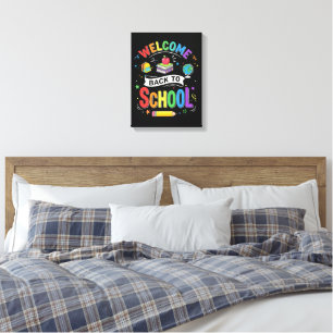 Welkom Terug naar School Kinderen Leraar Eerste Da Canvas Afdruk