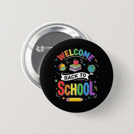 Welkom terug naar school kinderen leraar eerste da ronde button 5,7 cm (Voorkant /achterkant)