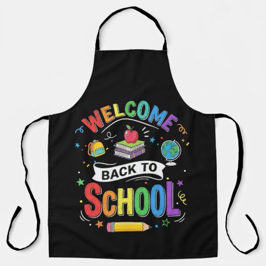 Welkom Terug naar School Kinderen Leraar Eerste Da Schort (Voorkant)