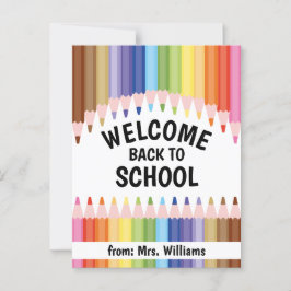 Welkom terug naar school Kleurpotloden Leraar Briefkaart