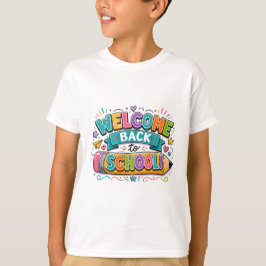 Welkom terug naar school Kleurrijke potloodtypogra T-shirt