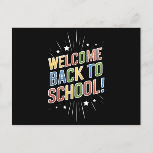 Welkom terug naar school leraar eerste dag van de  briefkaart