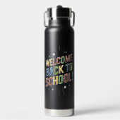 Welkom terug naar school leraar eerste dag van de  waterfles (Voorkant)