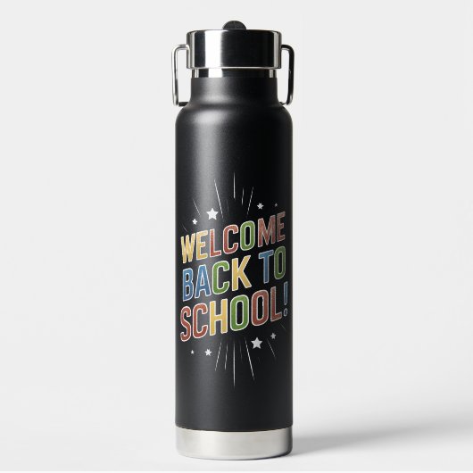 Welkom terug naar school leraar eerste dag van de  waterfles (Voorkant)