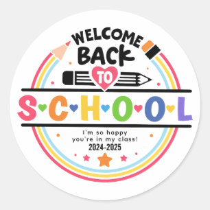 Welkom terug naar school – Leuke en kleurrijke kla Ronde Sticker