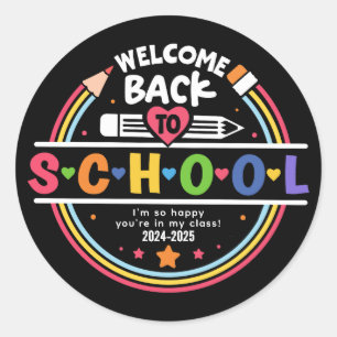 Welkom terug naar school – Leuke en kleurrijke kla Ronde Sticker