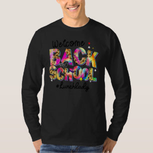 Welkom terug naar school lunch dames luipaard tie- t-shirt
