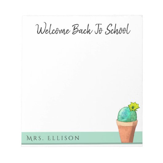 Welkom terug naar school met kleutercactus notitieblok (Voorkant)
