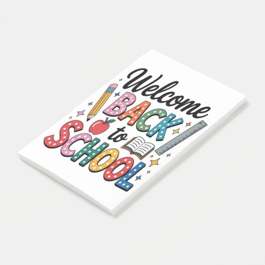 Welkom terug naar school post-it® notes (Schuin)