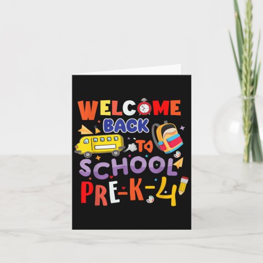 Welkom terug naar school Pre-k-4 leraar kinderen k Kaart (Voorkant)