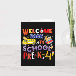 Welkom Terug naar School Pre-K-4 Teacher Kinder Co Kaart