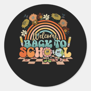 Welkom terug naar school Retro Eerste dag van scho Ronde Sticker