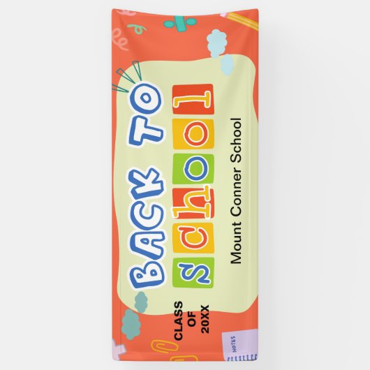 Welkom terug naar school rode achtergrond banner (Verticaal)