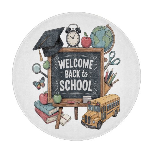 Welkom terug naar school snijplank (Voorkant)