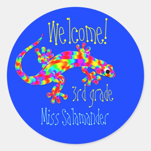 Welkom Terug naar School Stickers met Salamander (Voorkant)