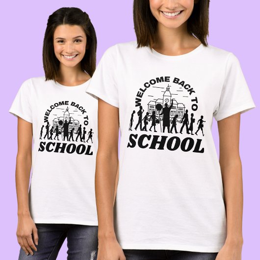 Welkom terug naar school, studenten, school, meisj t-shirt