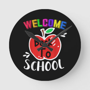 Welkom terug naar school T-shirt Grappige leraren Ronde Klok