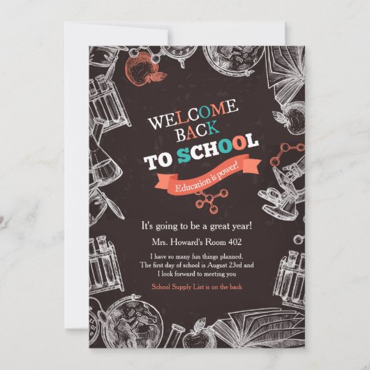 Welkom terug naar schoolaankondiging kaart (Voorkant)