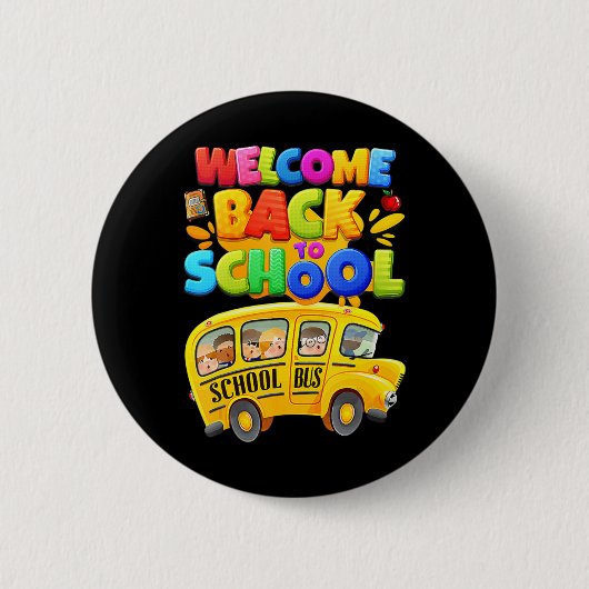 Welkom terug naar schoolbus Mannen jongen Ronde Button 5,7 Cm (Voorkant)