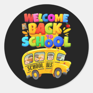 Welkom terug naar schoolbus Mannen jongen Ronde Sticker