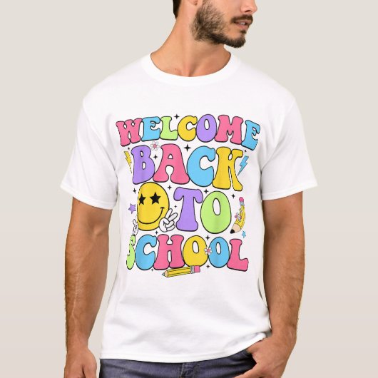 Welkom terug naar schoolleraar eerste schooldag t-shirt (Voorkant)