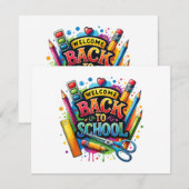 Welkom terug op de eerste dag van de schoolleraar save the date (Voorkant / Achterkant)