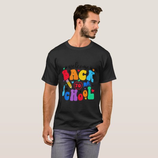 Welkom terug op de eerste dag van de schoolleraar t-shirt (Voorkant volledig)