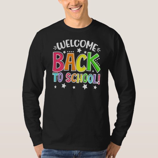 Welkom terug op de eerste dag van de schoolleraar t-shirt (Voorkant)
