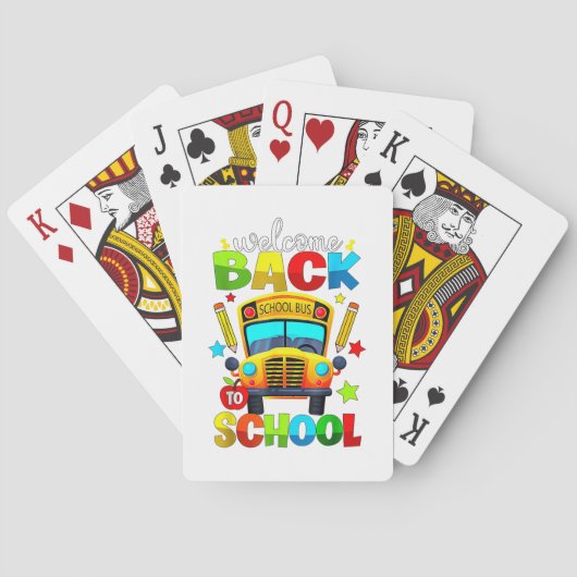 Welkom terug op de schoolbus 1e dag van school ond pokerkaarten (Achterkant)