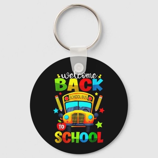 Welkom terug op de schoolbus 1e schooldag sleutelhanger (Voorkant)