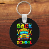 Welkom terug op de schoolbus 1e schooldag sleutelhanger (Voorkant)
