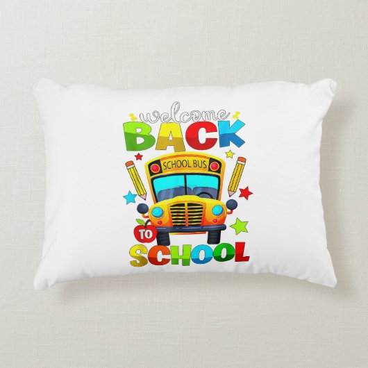Welkom terug op de schoolbus 1e schooldag Teach Accent Kussen (Voorkant)