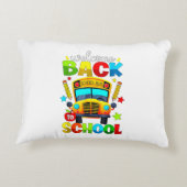 Welkom terug op de schoolbus 1e schooldag Teach Accent Kussen (Achterkant)
