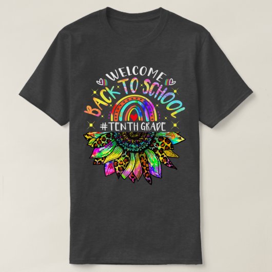 Welkom terug op school 10e gradiëntkleurstof Sunfl T-shirt (Design voorkant)