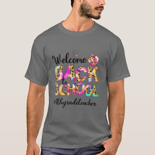 Welkom terug op school 4e klas leraar tijger kleur t-shirt (Voorkant)
