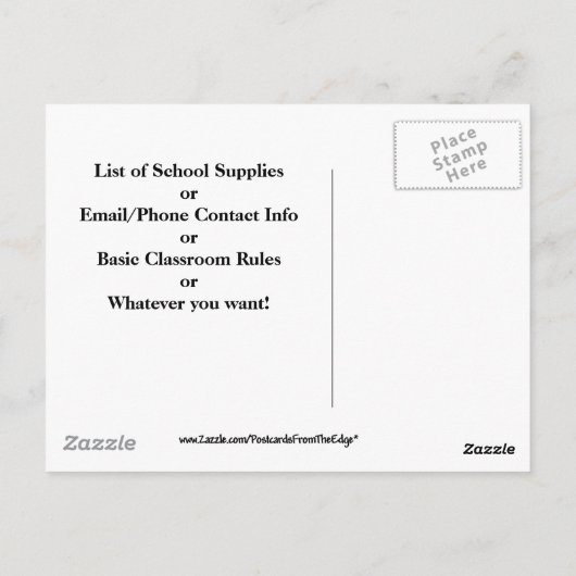 Welkom terug op school briefkaart (Achterkant)