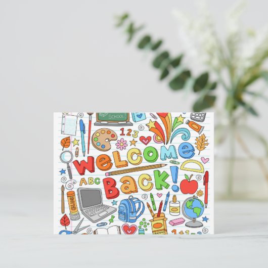 Welkom terug op school briefkaart (Staand voorkant)