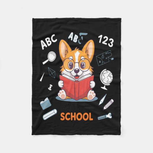 Welkom terug op school Corgi Fleece Deken (Voorkant)