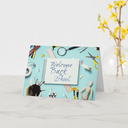 Welkom terug op school – Creatief Notitieboek Kaart (Gele Bloem)