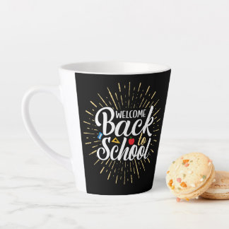 Welkom terug op school eerste schooldag latte mok