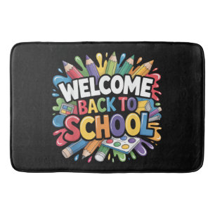 Welkom terug op school eerste schooldag leraar badmat
