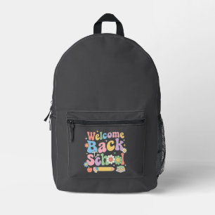Welkom terug op school eerste schooldag leraar bedrukte rugzak